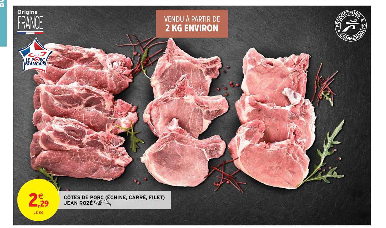 côtes de porc (échine, carré, filet) jean rozé