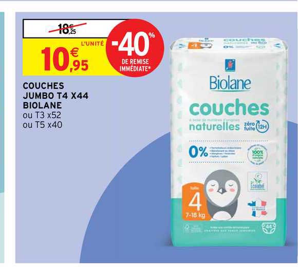 couches jumbo t4 x44 biolane
