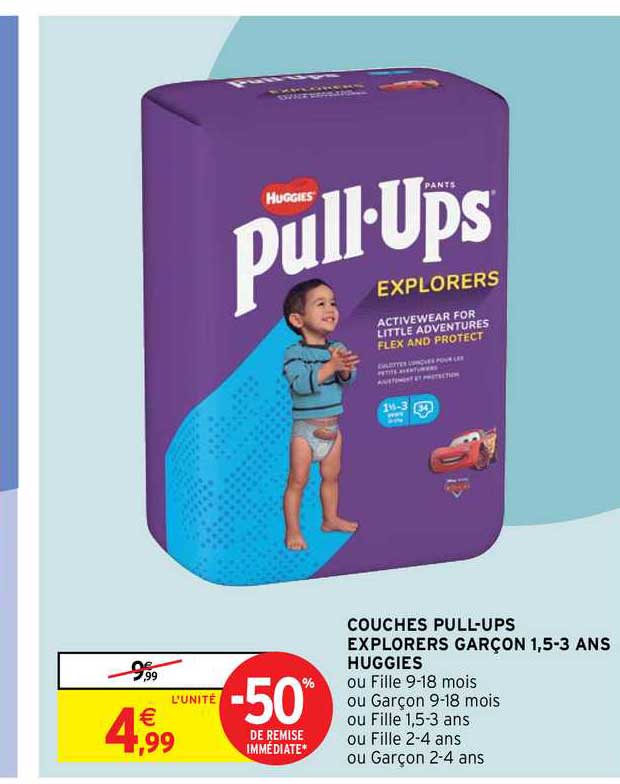 Couches Pull-ups Explorers Garçon 1,5-3 Ans Huggies