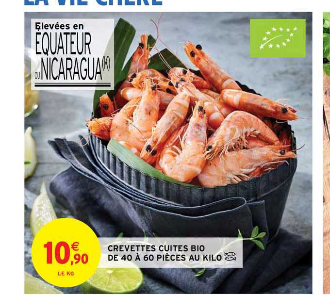 crevettes cuites bio de 40 à 60 pièces au kilo