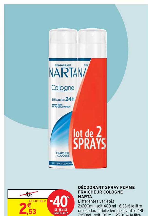 Déodorant Spray Femme Fraicheur Cologne Narta