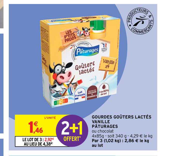 Gourdes Goûters Lactés Vanille Pâturages