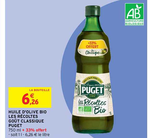 huile d'olive bio les récoltes goût classique puget