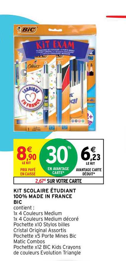 kit scolaire étudiant 100% made in france bic