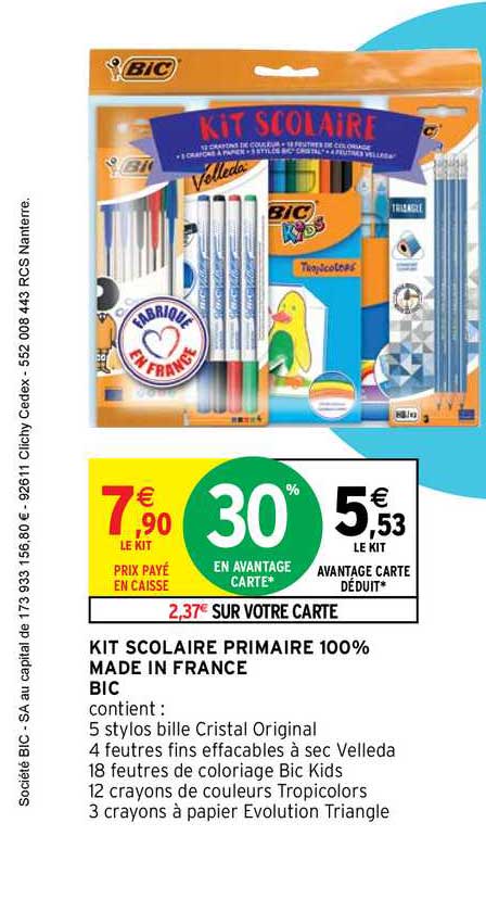 kit scolaire primaire 100% made in france bic