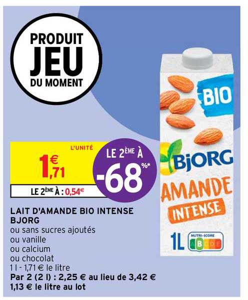 lait d'amande bio intense bjorg