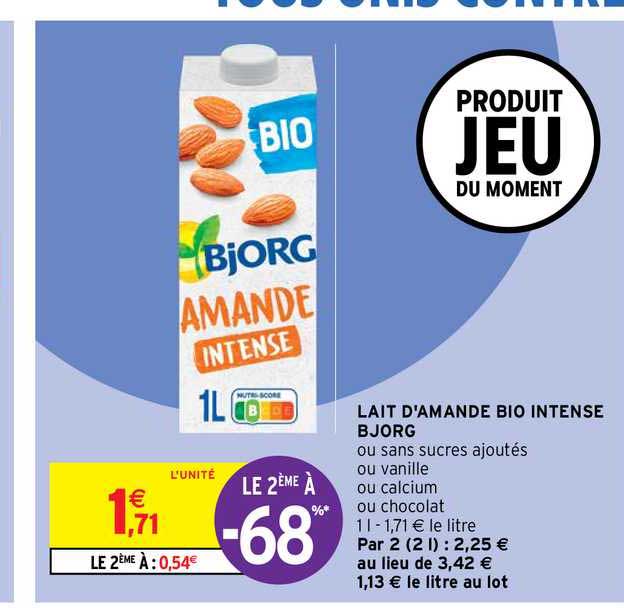 lait d'amande bio intense bjorg