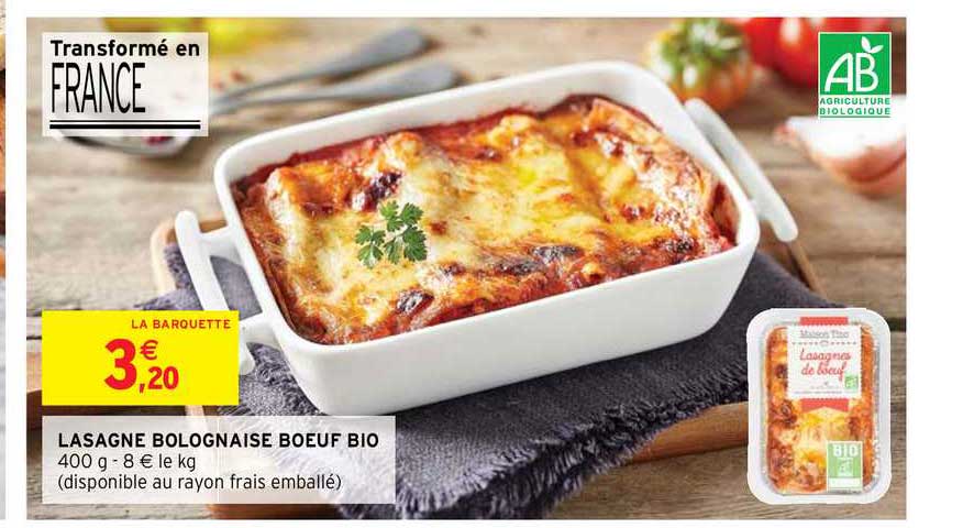 Lasagne Bolognaise Bœuf Bio