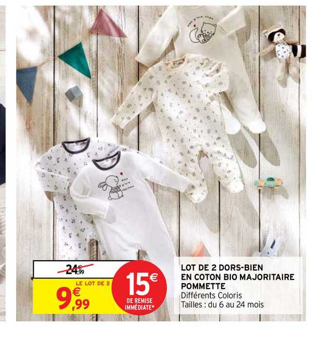 lot de 2 dors-bien en coton bio majoritaire pommette