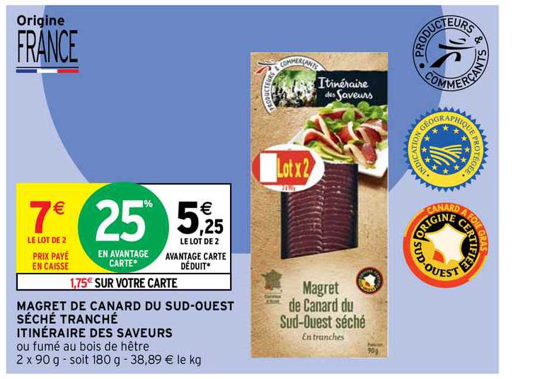 magret de canard du sud-ouest séché tranché itinéraire des saveurs