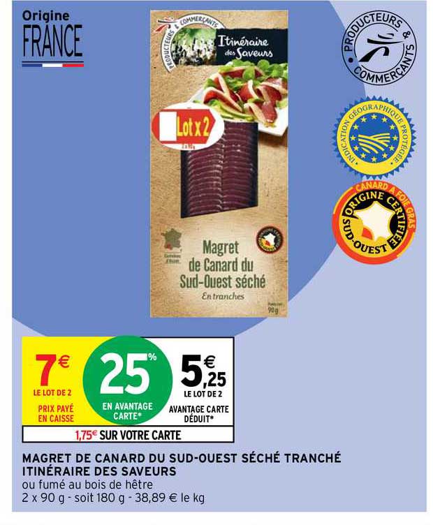 magret de canard du sud-ouest séché tranché itinéraire des saveurs