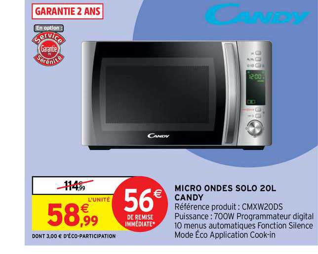 micro ondes solo 20l candy