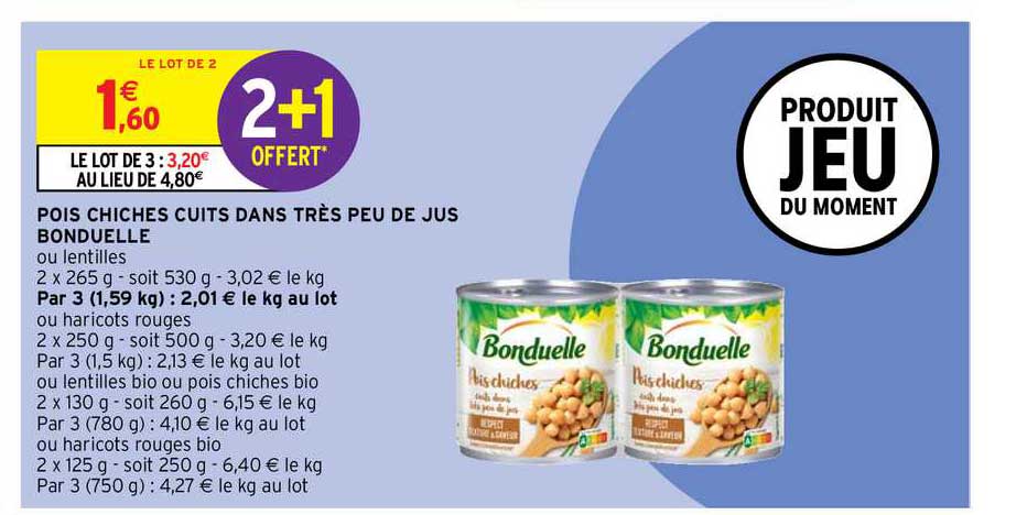 pois chiches cuits dans très peu de jus bonduelle