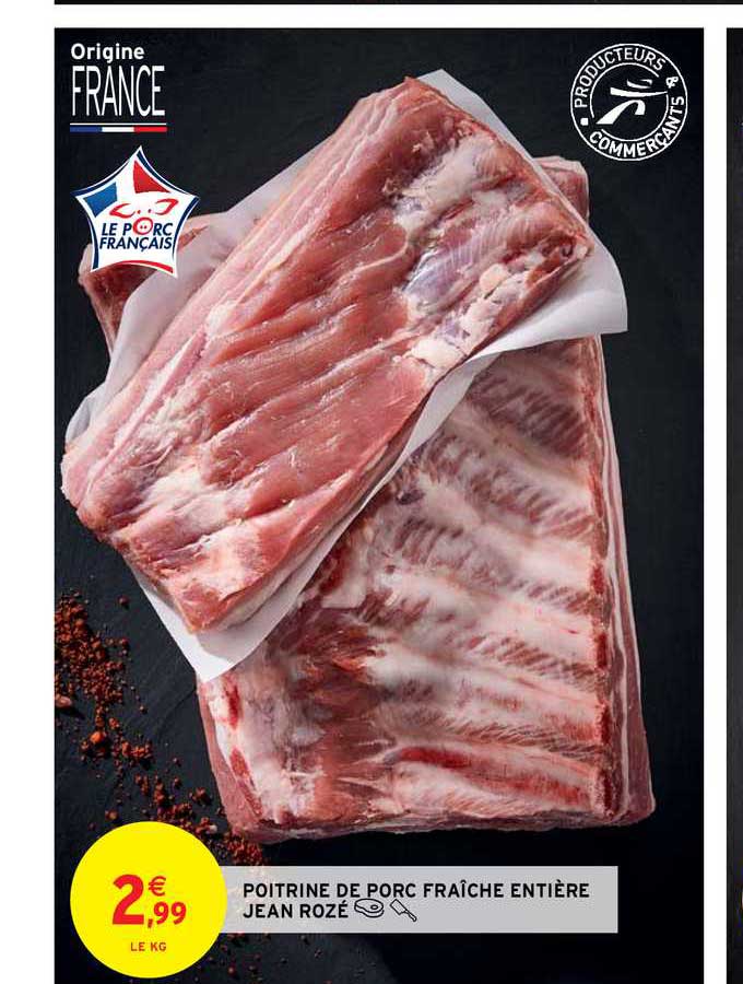 poitrine de porc fraîche entière jean rozé