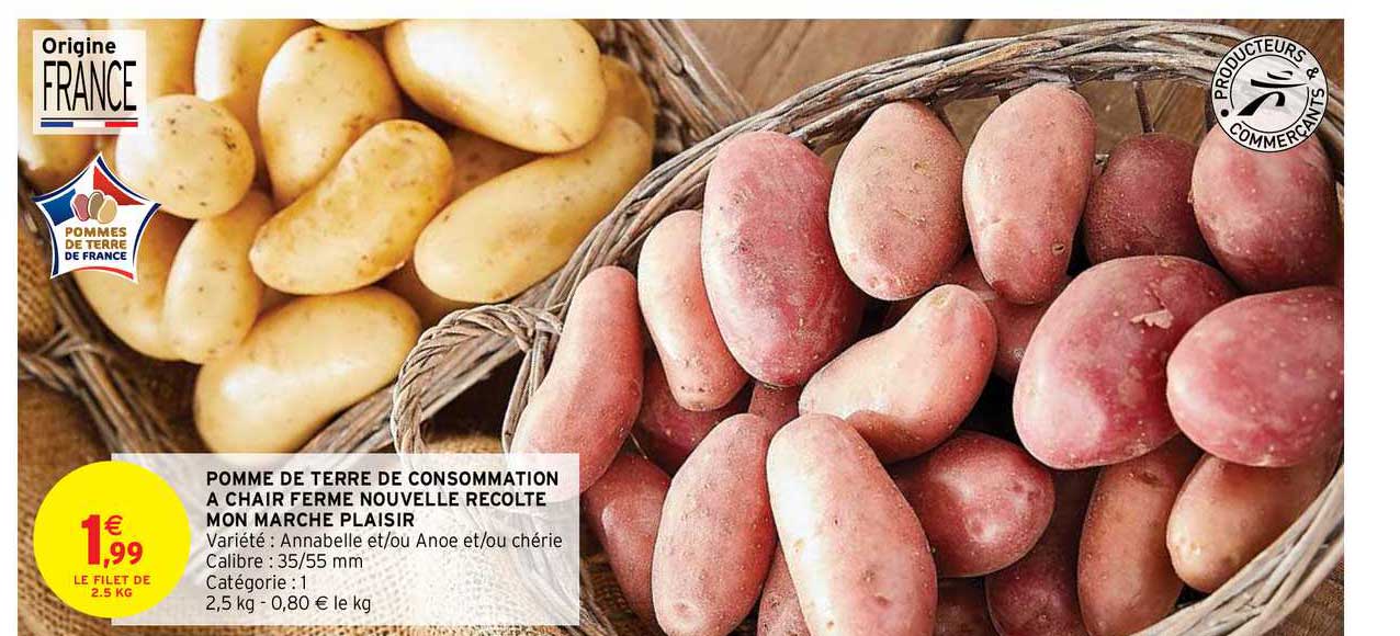 pomme de terre de consommation à chair ferme nouvelle récolte mon marché plaisir