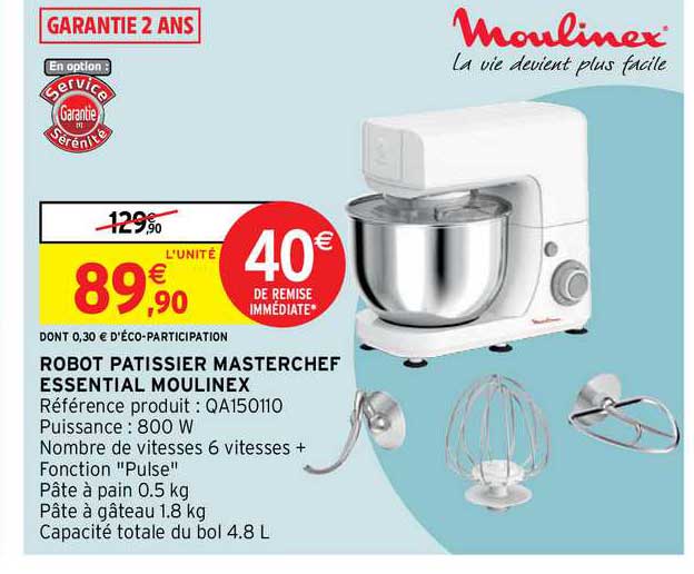 robot pâtissier masterchef essential moulinex