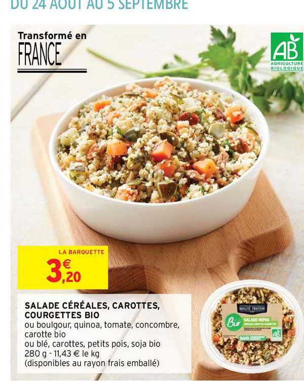 Salade Céréales, Carottes, Courgettes Bio