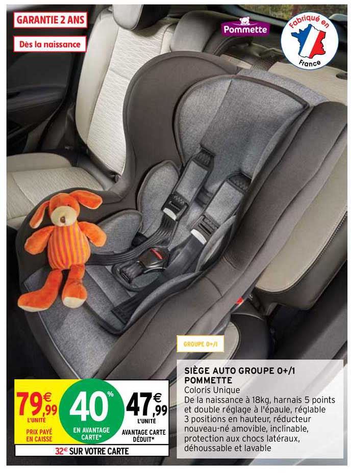 siège auto groupe 0+ 1 pommette