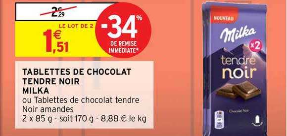 Tablettes De Chocolat Tendre Noir Milka