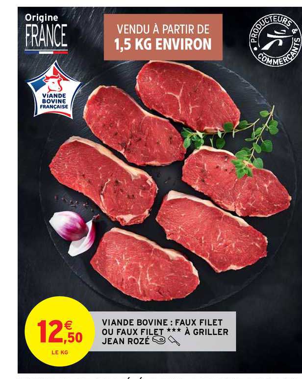 viande bovine : faux filet ou faux filet à griller jean rozé