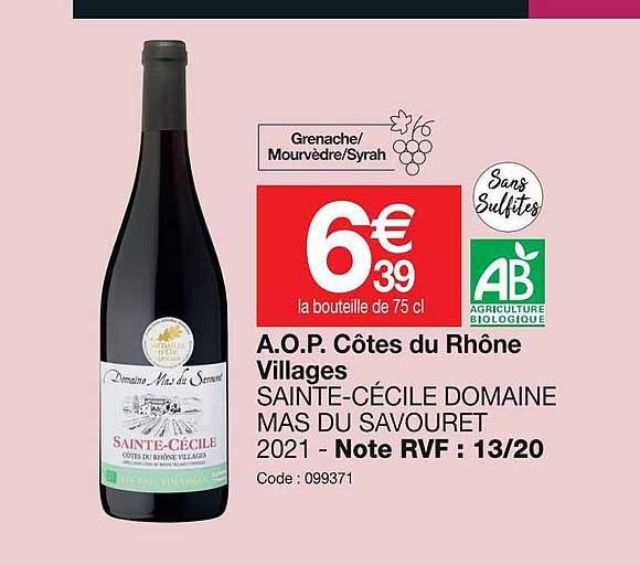 a.o.p côtes du rhône villages sainte-cécile domaine mais du savouret 2021