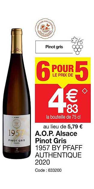 a.o.p.  alsace pinot gris 1957 by pfaff authentique 2020