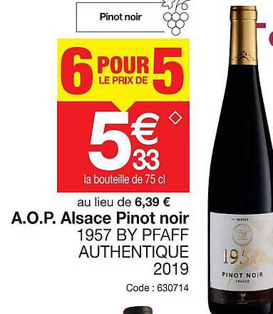 a.o.p.  alsace pinot noir 1957 by pfaff authentique 2019