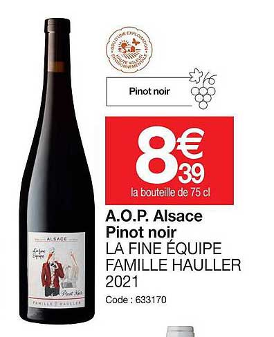 a.o.p.  alsace pinot noir la fine équipe famille hauller 2021