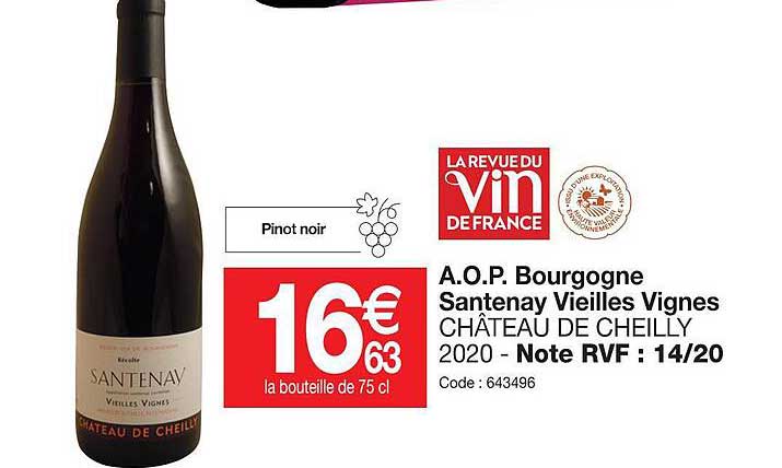 a.o.p.  bourgogne santenay vieilles vignes château de cheilly 2020