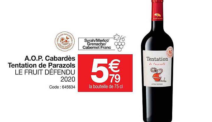 a.o.p.  cabardès tentatin de paraeols le fruit défendu 2020