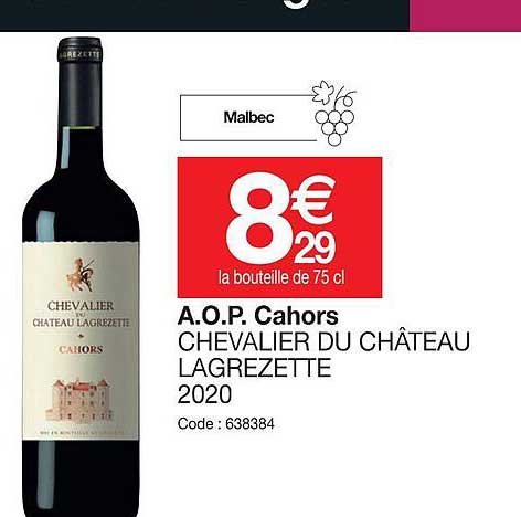 a.o.p.  cahors chevalier du château lagrezette 2020