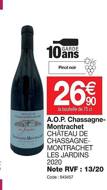 a.o.p.  chassagne montrechet château de chassagne montrachet les jardins 2020