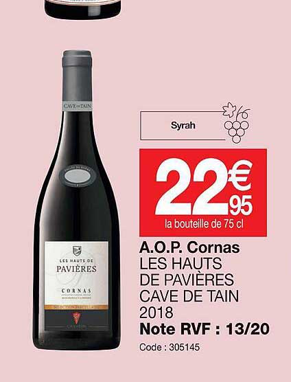 a.o.p.  cornas les hauts de pavières cave de tain 2018