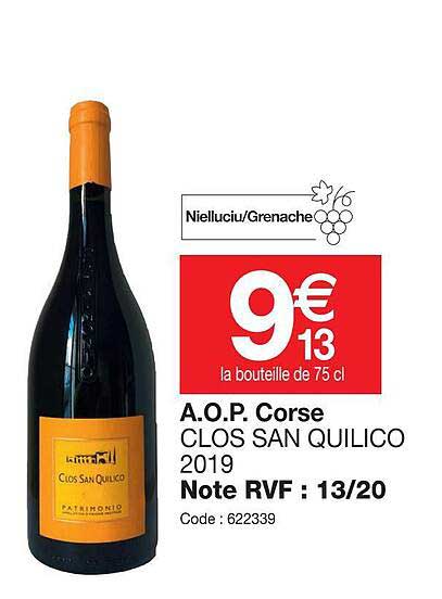 a.o.p.  corse clos san quilico 2019