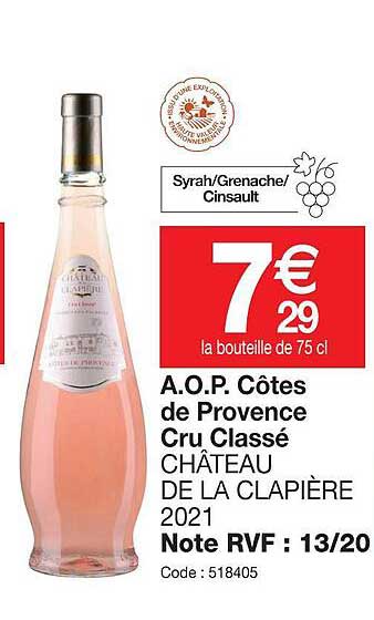 a.o.p. côtes de provence cru classé château de la clapière 2021