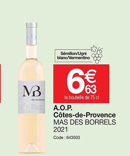 a.o.p.  côtes de provence mas des borrels 2021