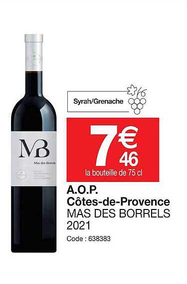 a.o.p.  côtes de provence mas des borrels 2021