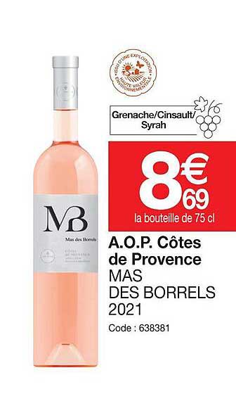a.o.p.  côtes de provence mas des borrels 2021