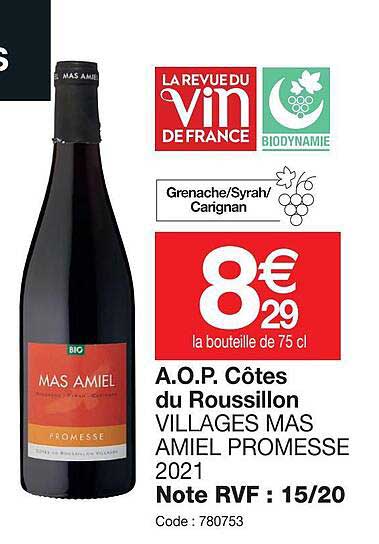 a.o.p.  côtes du rooussilon villages mas amiel promesse 2021