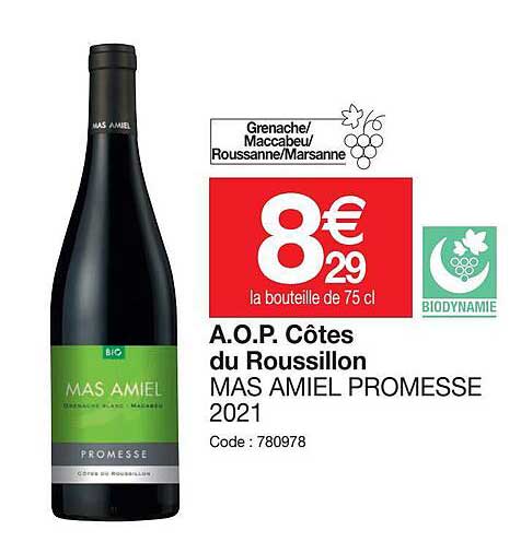 a.o.p.  côtes du roussillon mas amiel promesse 2021