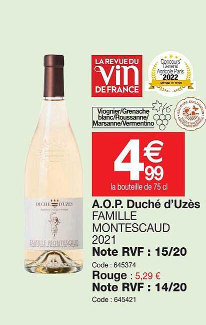 a.o.p.  duché d'uzès famille montescaud 2021