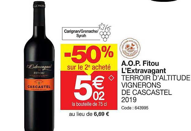 a.o.p.  fitou l'extravagant terroir d'altitude vignerons de cascastel 2019