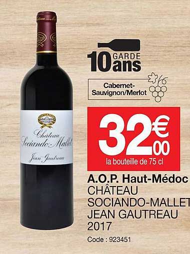 a.o.p.  haut-médoc château sociando-mallet jean gautreau 2017