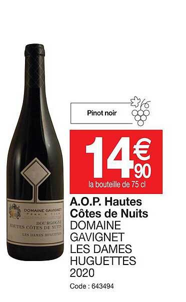 a.o.p.  hautes côtes de nuits domaine gavignet les dames huguettes 2020