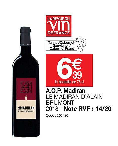 a.o.p.  mdiran le madiran d'alain brumont 2018