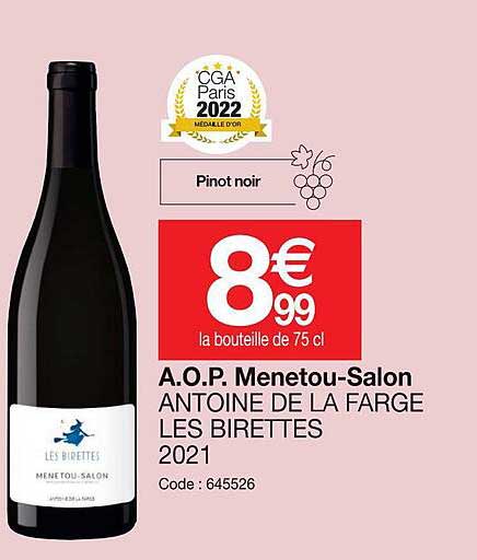 a.o.p.  menetou-salon antoine de la farge les birettes 2021