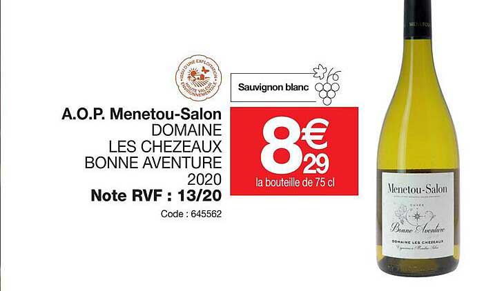 a.o.p.  menetou-salon domaine les chezeaux bonne aventure 2020