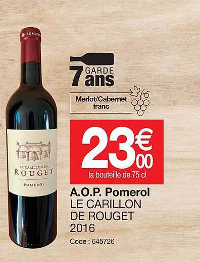 a.o.p.  omerol le carillon de rouget 2016