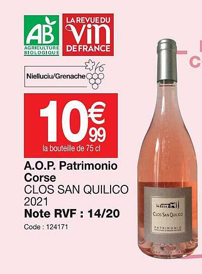 a.o.p.  patrimonio corse clos san quilico 2021