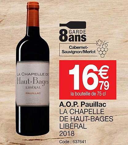 a.o.p. pauillac la chapelle de haut-bages libèral